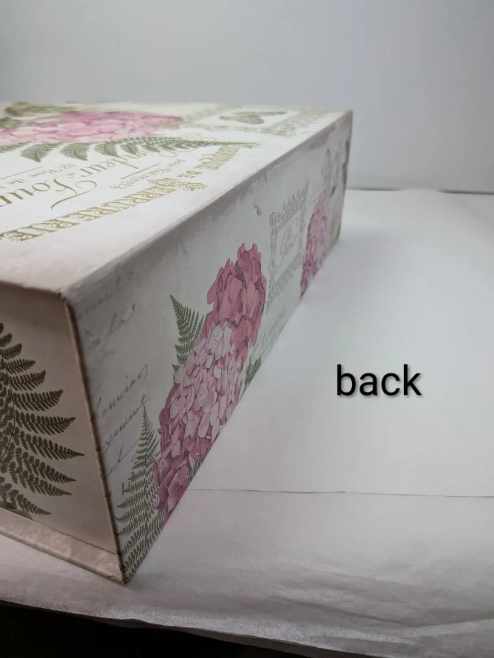 Paris Locksmith Storage Box Pink Hydrangea Gold Metallic Floral Art Large